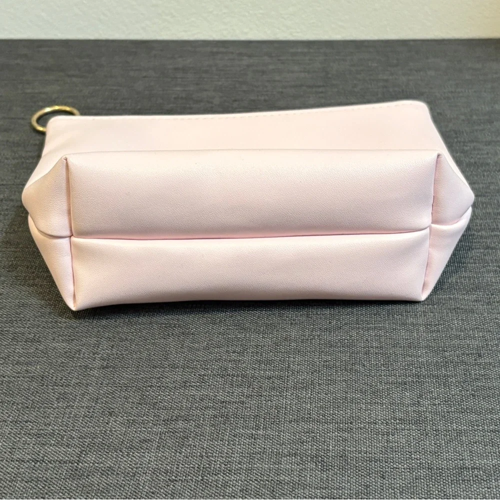 Pink Bride Makeup Bag or Clutch with Gold Accents
